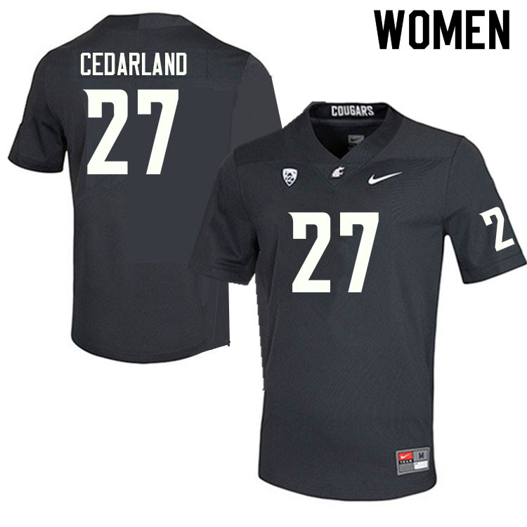 Women #27 Hudson Cedarland Washington State Cougars College Football Jerseys Sale-Charcoal